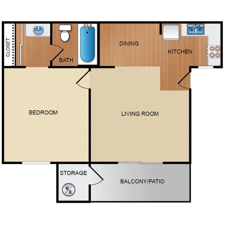 One bedroom floor plan